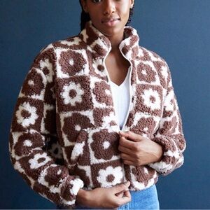 PACSUN Printed Full Zip Sherpa Jacket